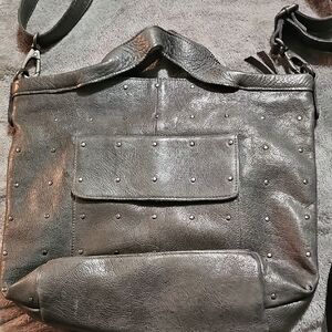 Latico Leathers  Jagger Studded Charcoal  Crossbody Satchel
